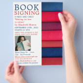 Rij boeken, schrijversboekenhandtekening Advertere Flyer (Hand)