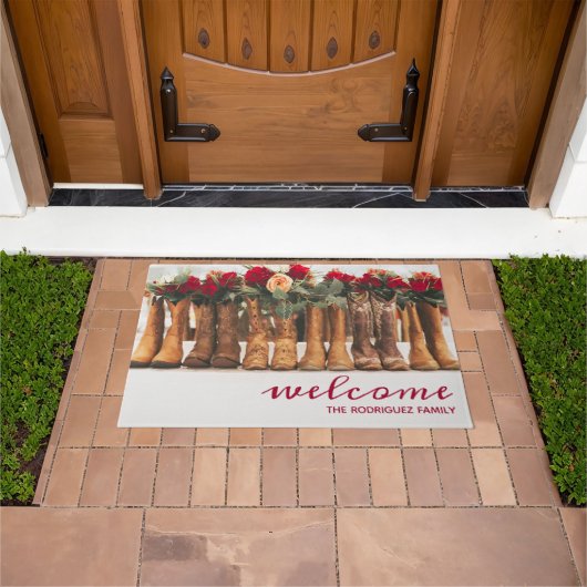 Rij Boots met bloemen Deurmat (Buiten)
