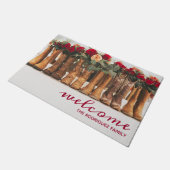 Rij Boots met bloemen Deurmat (Schuin)