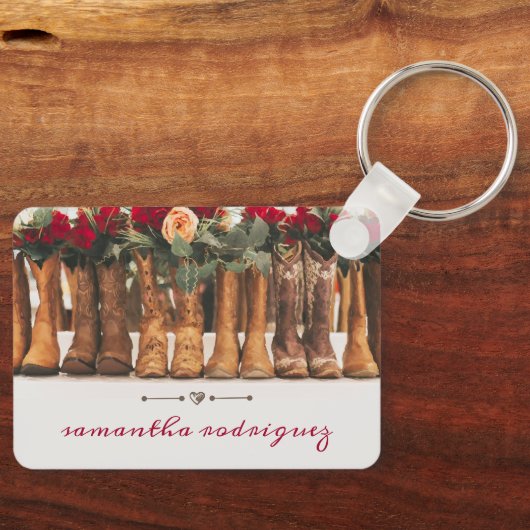 Rij Boots met bloemen Sleutelhanger (Voorkant)