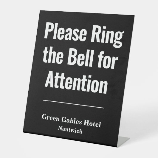 Rij de Bell naar het Aandacht Hotel Reclamebord Met Voetstuk (Voorkant)