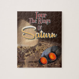 Rij de ringen van de poster van Saturn Travel. Legpuzzel