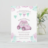 Rij door Baby Girl Douche Uitnodiging (Staand voorkant)