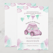 Rij door Baby Girl Douche Uitnodiging (Voorkant / Achterkant)