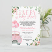 Rij door babydouche Uitnodigingen voor meisjes (Staand voorkant)