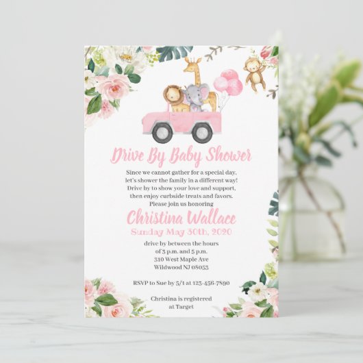 Rij door babydouche voor meisjes kaart (Staand voorkant)