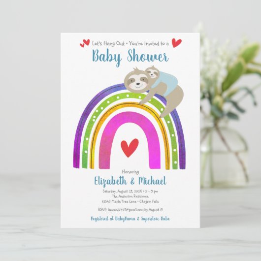 Rij door Boy Baby shower, Schattigee luiaards Rain Kaart (Staand voorkant)