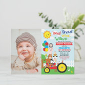 Rij door de dieren van de Birthday Parade Boerderi Kaart (Staand voorkant)