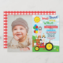 Rij door de dieren van de Birthday Parade Boerderi