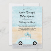 Rij door een baby shower met een blauwe auto kaart (Voorkant)