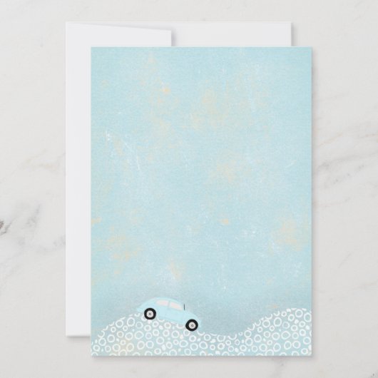 Rij door een baby shower met een blauwe auto kaart (Achterkant)
