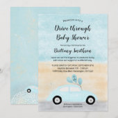 Rij door een baby shower met een blauwe auto kaart (Voorkant / Achterkant)