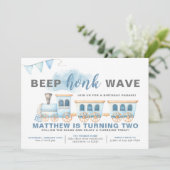 Rij door Train Birthday Invitation Boy Kaart (Staand voorkant)