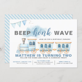 Rij door Train Birthday Invitation Boy Kaart