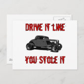 Rij het alsof je het gestolen hebt - hete stang briefkaart (Voorkant / Achterkant)