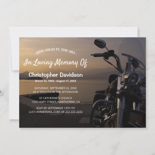 Rij hoog in de lucht | Motorrijder begrafenis Kaart (Voorkant)