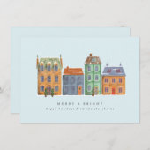Rij Huizen Op Een Winterdag Feestdagenkaart (Voorkant / Achterkant)