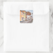Rij Huizen Vierkante Sticker (Tas)