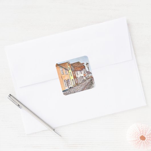 Rij Huizen Vierkante Sticker (Envelop)