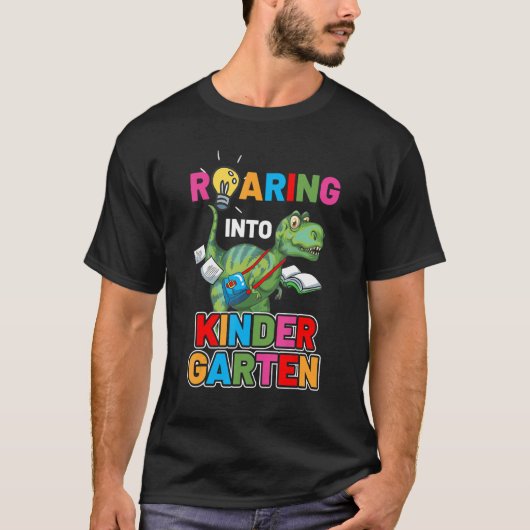 Rij in de Kindergarten Dinosaur-leraar terug naar T-shirt (Voorkant)