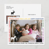 Rij kleurrijke kerstwensen vakantiefoto briefkaart (Voorkant / Achterkant)