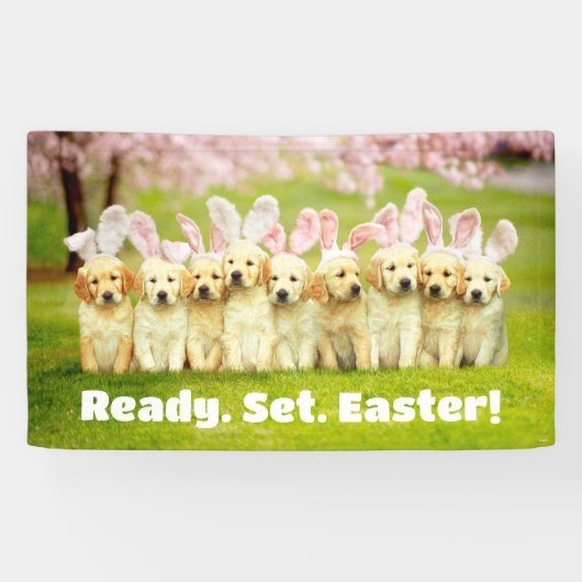 Rij Konijn Puppy's Spandoek (Horizontaal)