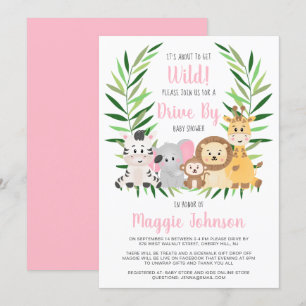 Rij langs om Wild Safari Baby Girl Shower te krijg Kaart
