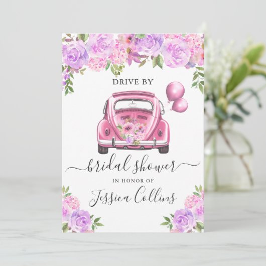 Rij langs virtueel waterverf bloemig bruidsdiner kaart (Staand voorkant)