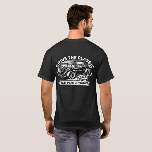 Rij met de  klassieke Duitse auto T-shirt (Achterkant volledig)