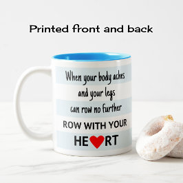 Rij met je hartstrepen crew tweekleurige koffiemok