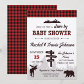 Rij met rood buffel Baby shower Kaart (Voorkant / Achterkant)