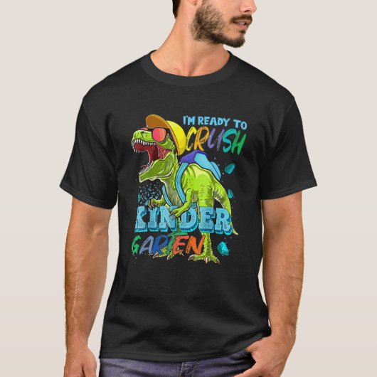 Rij naar Kindergarten Dinosaur T Rex naar S T-shirt (Voorkant)