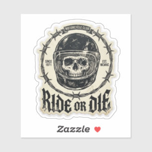 Rij of Sterf Biker Schedel Gebroken Helm Prikkeldr Sticker
