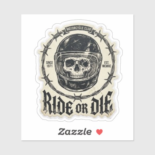 Rij of Sterf Biker Schedel Gebroken Helm Prikkeldr Sticker (Vel)
