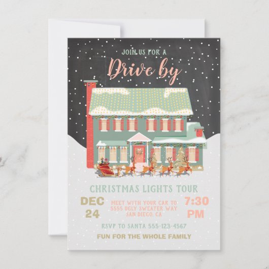 Rij op kerstfeest kaart (Voorkant)