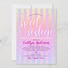 Rij op Sweet Sixteen Birthday Rainbow Ombre Chic Kaart