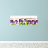 rij paarse tulpen op hout canvas afdruk (Insitu (Houten vloer))