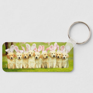 Rij puppy konijnen sleutelhanger