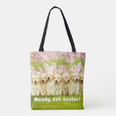 Rij puppy konijnen tote bag (Achterkant)