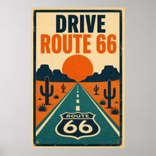 Rij Route 66 Desert Litho Poster