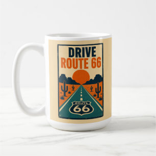Rij Route 66 Vintage Amerikaanse Woestijnsnelweg Koffiemok