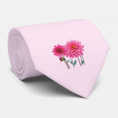 Rij Roze Dahlias Stropdas (Opgerold)
