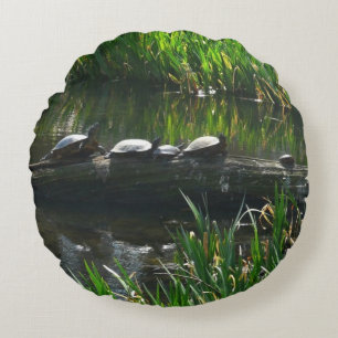 Rij schildpadden groene natuur foto rond kussen