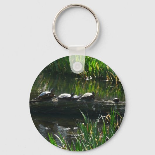 Rij schildpadden groene natuur foto sleutelhanger (Voorkant)