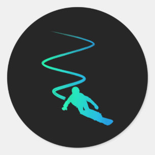 Rij Ski Snowboard Skibril Skien Sneeuw Snowboarder Ronde Sticker