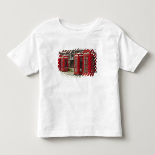 Rij telefoonhokjes aan de achterkant van de Royal Kinder Shirts