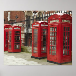 Rij telefoonhokjes aan de achterkant van de Royal Poster