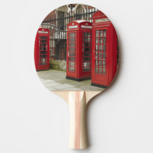 Rij telefoonhokjes aan de achterkant van de Royal Tafeltennisbatje