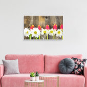 rij tulpen en lijmen op hout canvas afdruk (Insitu (Woonkamer))