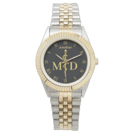 Rij van Asclepius Gold op de MD van de Black Medic Horloge